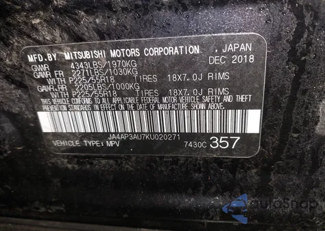 2019 Mitsubishi Outlander Sport 2.0 Es from USA, damaged, VIN JA4AP3AU7KU020271